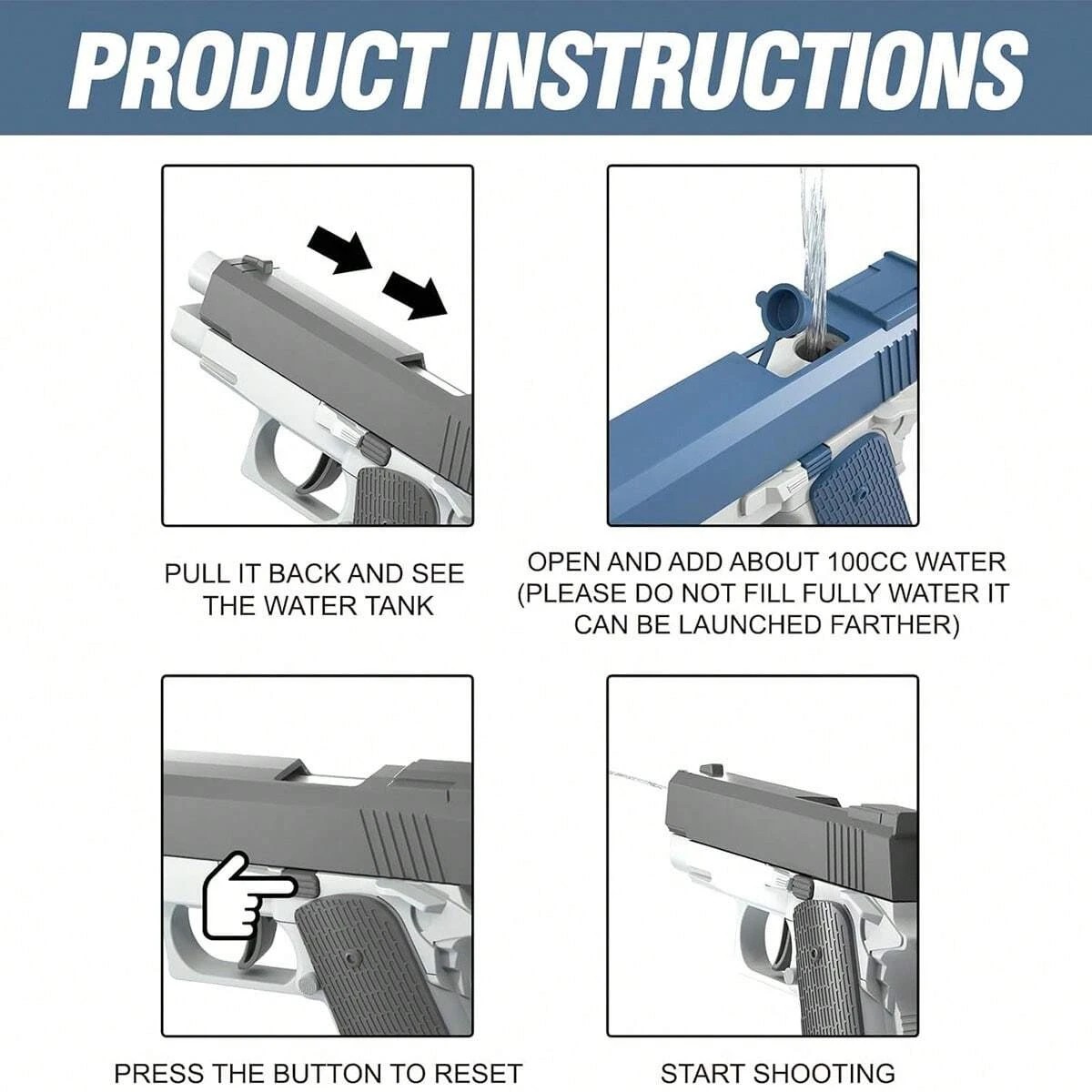 M1911 Water Guns Pistol Toy Squirt Guns – Summer Pool Beach Shooting Games Outdoor Toys