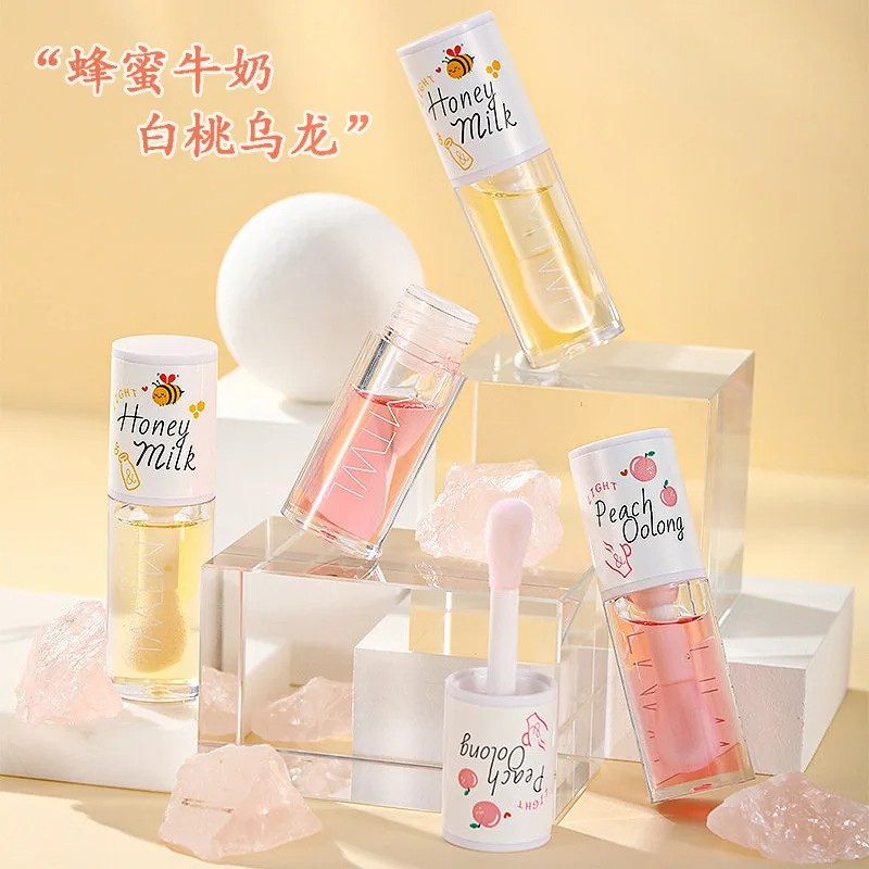 Peach Milk Honey Lip Oil – Relieves Dryness, Moisturizing Lip Gloss