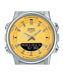 Casio Analog Digital Combination Stainless Steel Yellow Dial Quartz AMW-880D-9AV Mens Watch