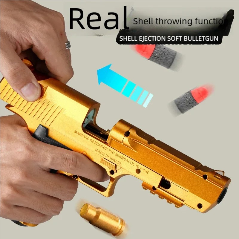 Outdoor Toy Pistol – Gold Desert Eagle, Spring-Loaded M1911