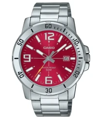 Casio Standard Analog Stainless Steel Red Dial Quartz MTP-VD01D-4BV Men's Watch