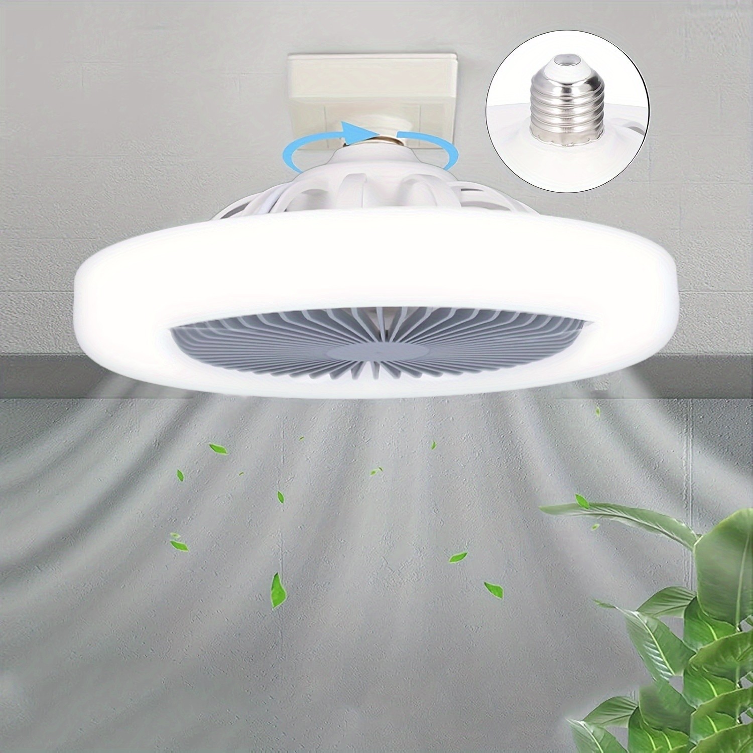 Socket Light and Remote Control – Adjustable Wind Speed Mode Bulb, Screw-In Socket Light, Easy to Install Adjustable Wind Speed Mini Pendant Light, Suitable for Bedrooms, Kitchens, Living Rooms - E27 Base