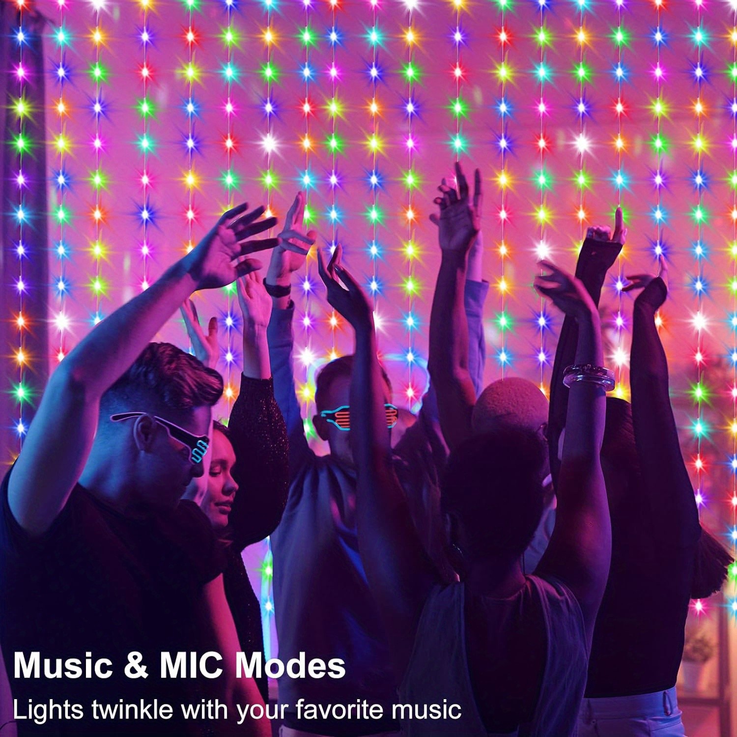 RGB Curtain Lights – App Controlled Curtain Lights, 400 LEDs, DIY Programmable Light String for Bedroom Decoration, Color Changing Lights, Dynamic Patterns, Letters, Numbers, Music Rhythm LED Light String for Christmas Wedding Party Yard (6.6 x 6.6 ft)