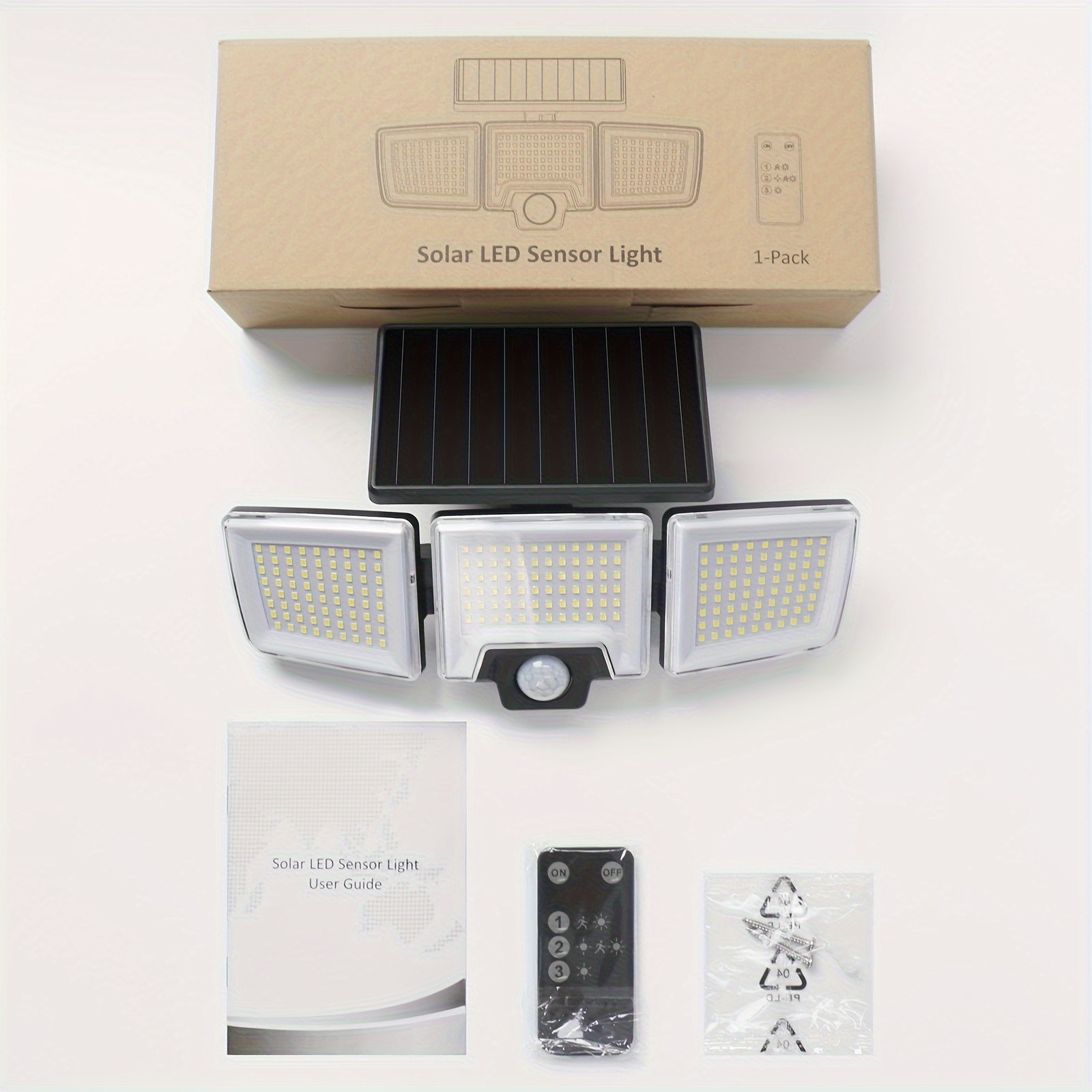 Solar Motion Lights Outdoor – 2500LM 216 LED Security Lights with Remote Control, 3 Heads Motion Sensor Lights for Garden, Garage, Eave