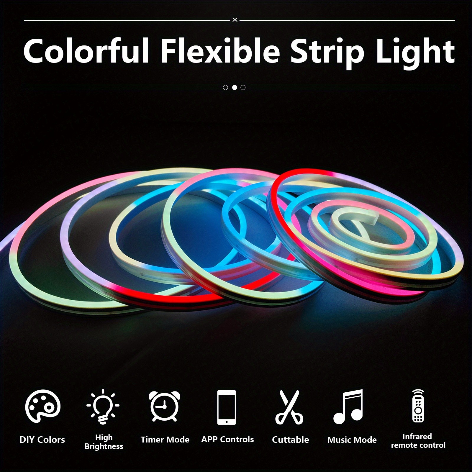 2pcs LED Lights for Bedroom – Smart RGB LED Light Strips with Color Change, USB Plug-in, APP Control, Flexible DIY Design, Suitable for Bedroom, Living Room, Gaming, Party Decoration
