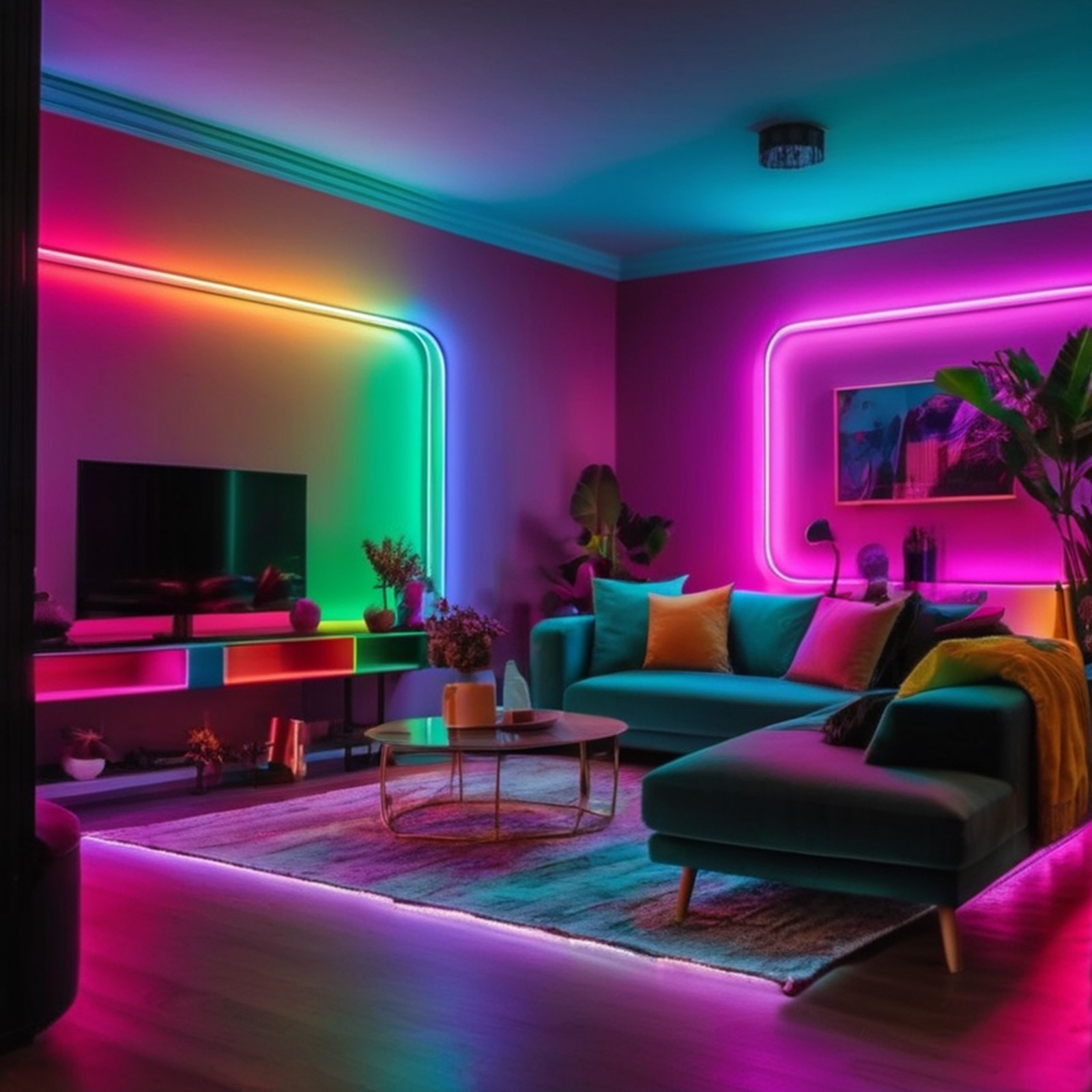 2pcs LED Lights for Bedroom – Smart RGB LED Light Strips with Color Change, USB Plug-in, APP Control, Flexible DIY Design, Suitable for Bedroom, Living Room, Gaming, Party Decoration
