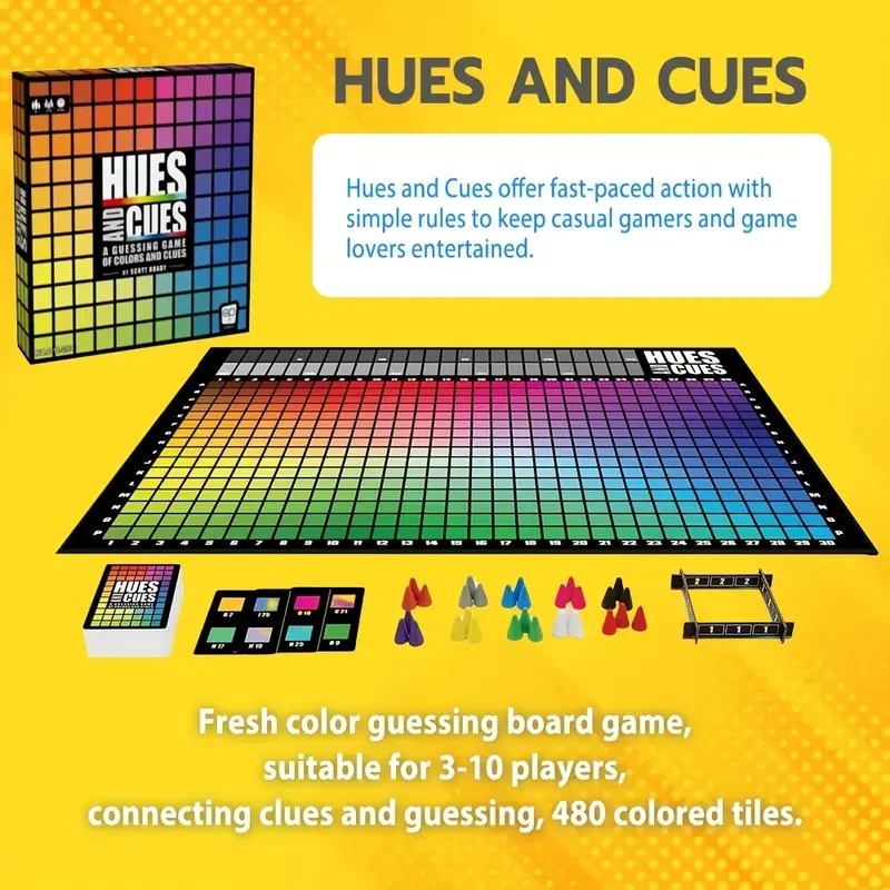 Vibrant Colorful Board Game for 3-10 Players – Connect 480 Squares with Clues & Guesses