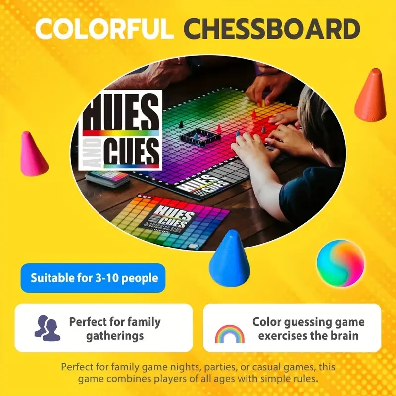 Vibrant Colorful Board Game for 3-10 Players – Connect 480 Squares with Clues & Guesses