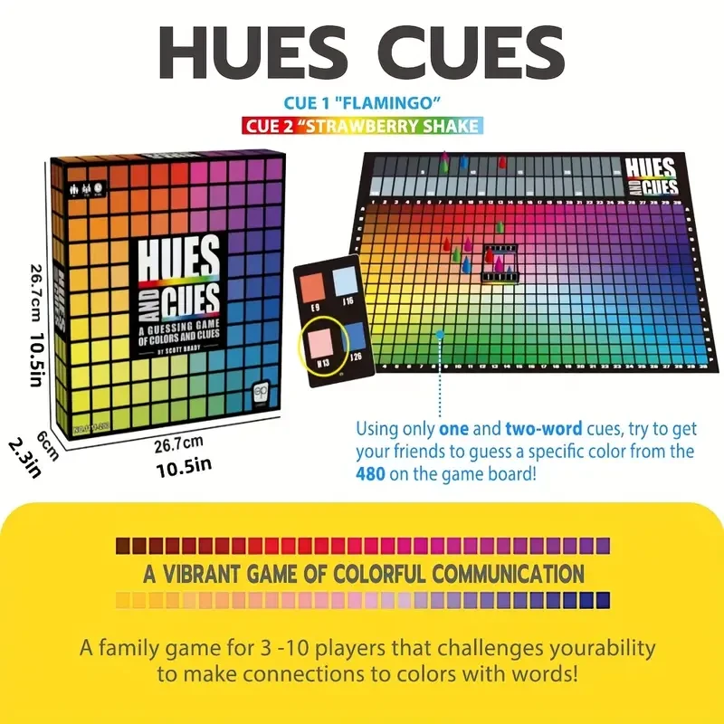 Vibrant Colorful Board Game for 3-10 Players – Connect 480 Squares with Clues & Guesses