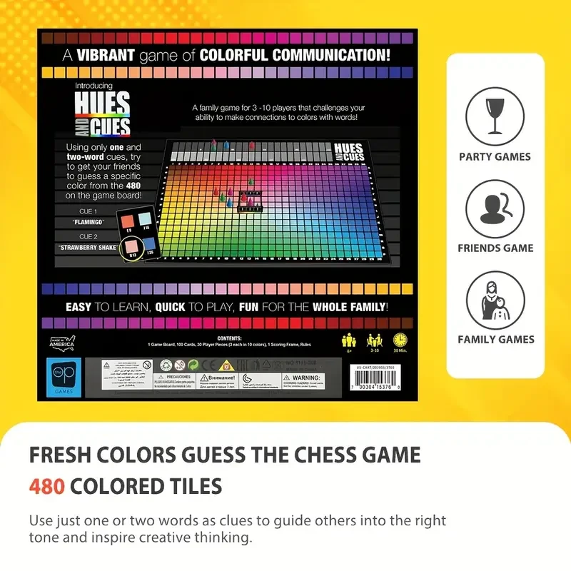 Vibrant Colorful Board Game for 3-10 Players – Connect 480 Squares with Clues & Guesses