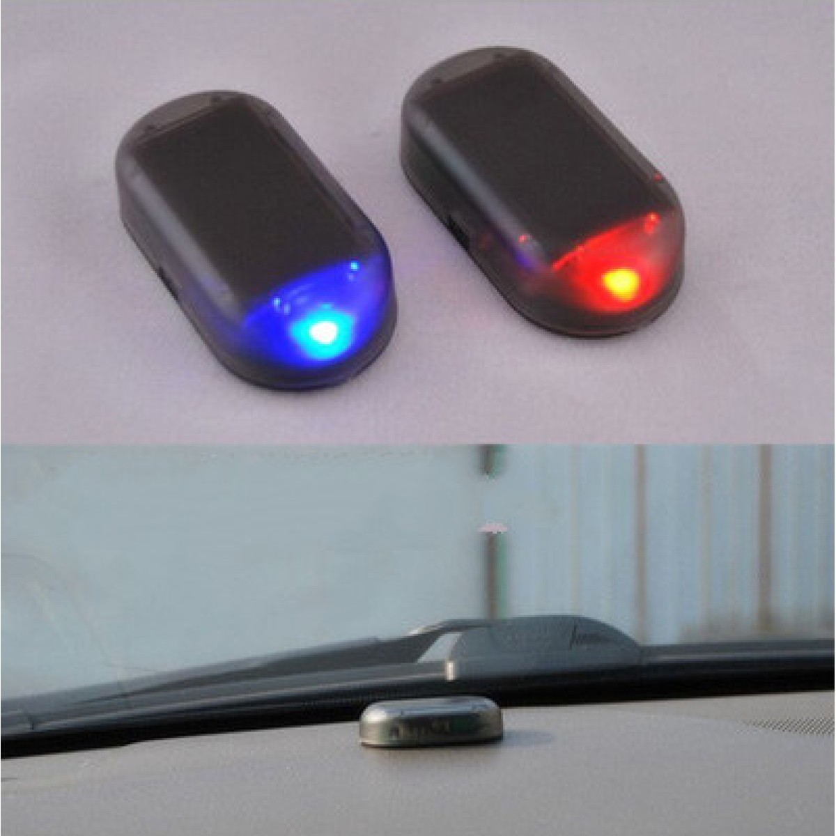 Vehicle mounted solar anti-theft light simulation warning flashing light