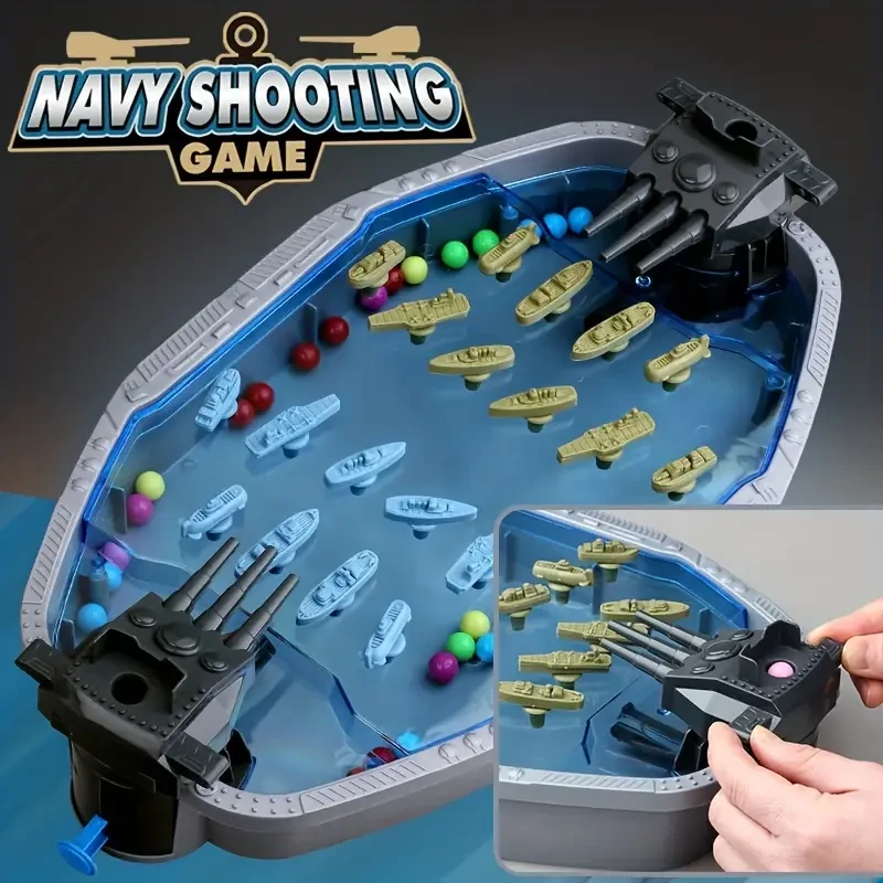 Navy Battleship Shooting Board Game – 2-Player Marble Combat Game