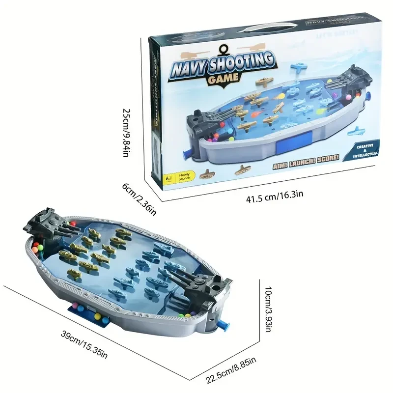 Navy Battleship Shooting Board Game – 2-Player Marble Combat Game