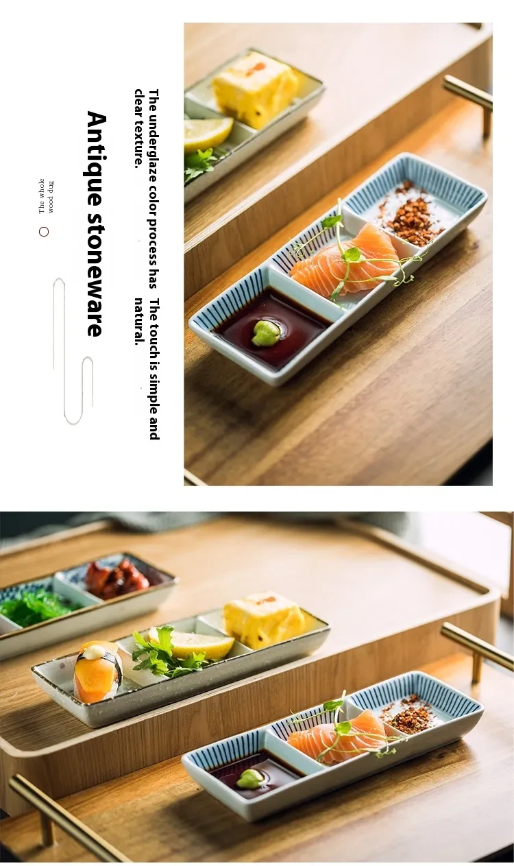 Featured Creative Style Three-grid Sushi Ceramic Disc