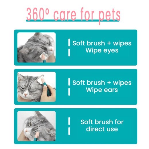 Friendly Kitten Rub Handheld Cat Eye Wipe Rub Poo Brush Cleaning