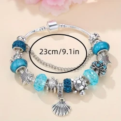 Chic Ocean-Inspired Beaded Bracelet with Turtle