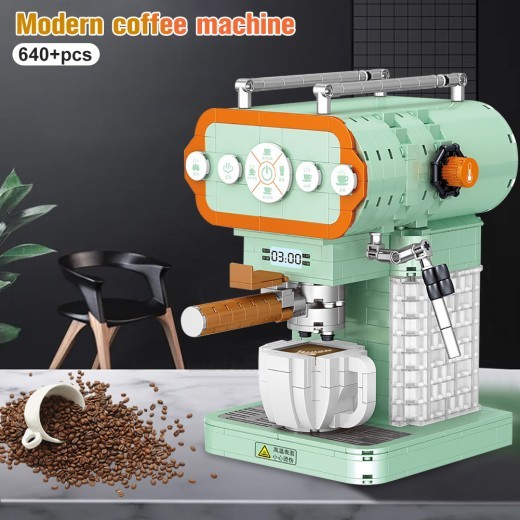 Product information:  Material: plastic Plastic material classification: ABS Type of plastic building blocks: small particles Color: 01008 coffee machine   Packing list:  Plastic toys*1Set (640pcs)
