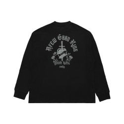 Men's American Street Wash Old Rose Embroidery T-shirt