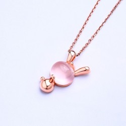 Rose gold rabbit necklace