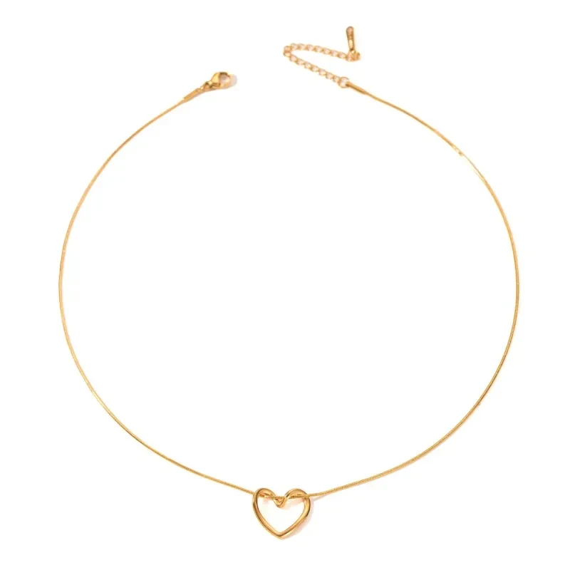 Fashion Jewelry Tainless Steel Twist Hollow Heart Pendant Necklace For Women
