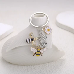 Oil Dripping Bee SUNFLOWER Keychain