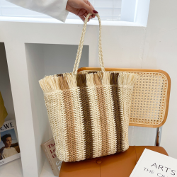 Woven Stripes Simple Beach Style Tote Bag