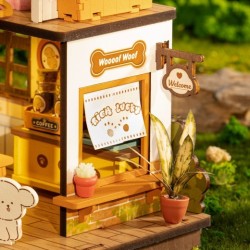 ROBOTIME DIY Miniature Dollhouse Kit - Puppy's Cozy Villa With LED Lights And Furniture, Wooden Model Building Set For Adults And Kids, Creative Gift For Leisure Time
