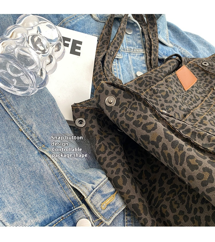 Large Capacity Leopard Print Canvas Tote Bag