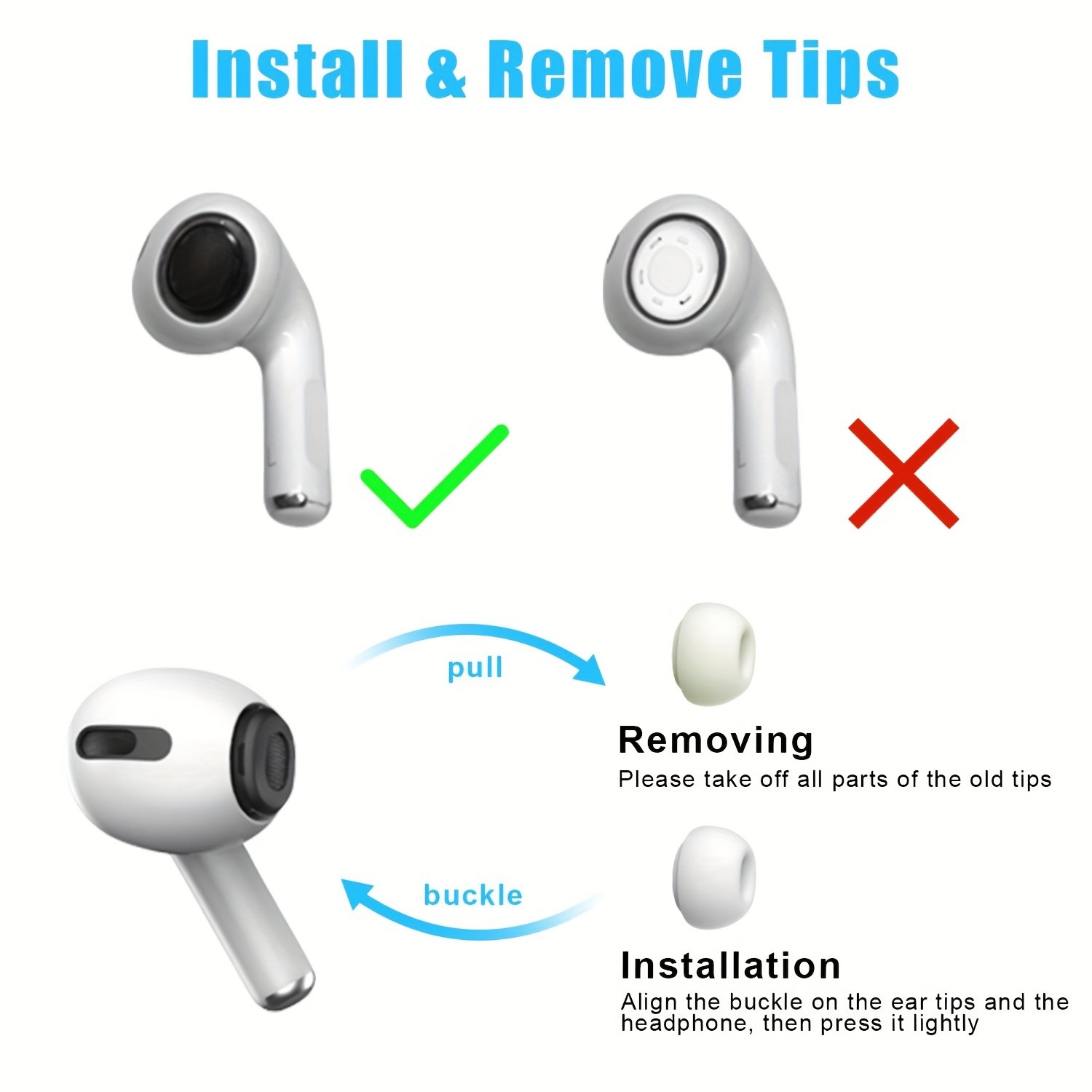 12-Piece Silicone Ear Tips for AirPods Pro & 2nd Gen with Noise Cancelling Design, Includes Portable Storage Case - Fits in Charging Case (S/M/L)