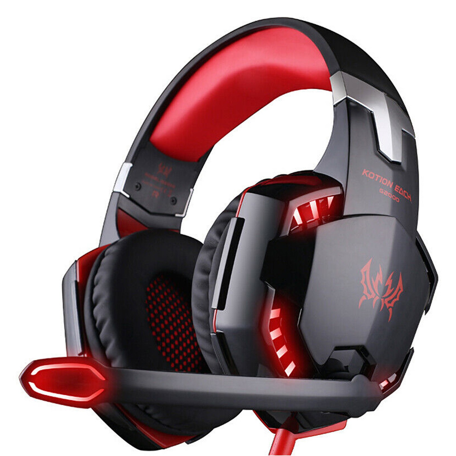 G2000 Gaming Headset – Immersive Audio, Noise Cancelling Mic, LED Lights, Soft Memory Earmuffs
