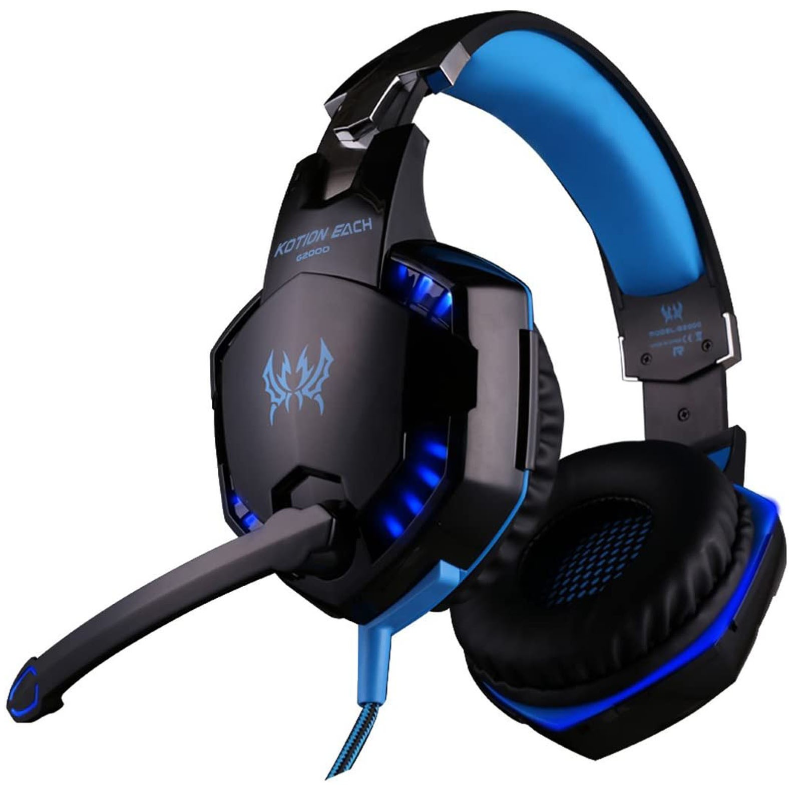 G2000 Gaming Headset – Immersive Audio, Noise Cancelling Mic, LED Lights, Soft Memory Earmuffs