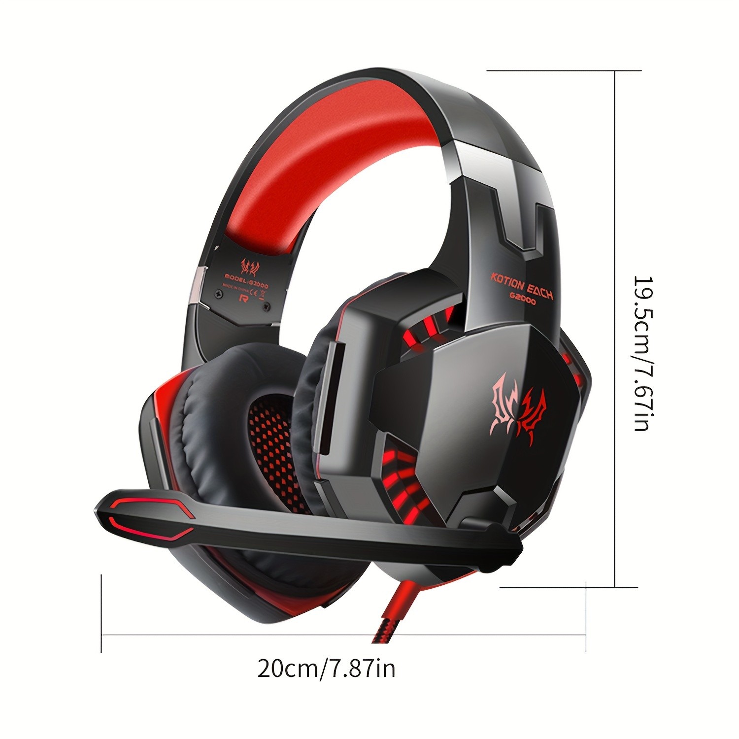 G2000 Gaming Headset – Immersive Audio, Noise Cancelling Mic, LED Lights, Soft Memory Earmuffs