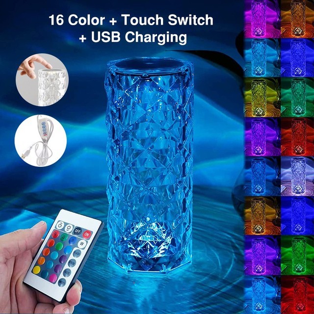 Touching Control Rose Crystal Lamp