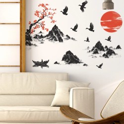 Chinese Style Landscape Painting Wall Stickers - Removable Mural Décor