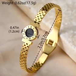 SENLANSP Simple Style Stainless Steel Bangle with Roman Numerals