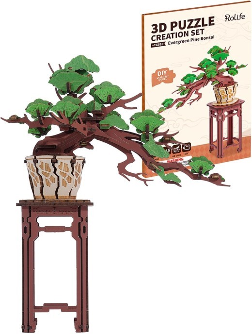 Rolife 3D Puzzle Artificial Flower Sakura Bonsai Wooden Puzzles For Adults DIY Toy Building Sets Construction Kits Build Your Own Aesthetic Home Decor Gifts For Women Men Teens