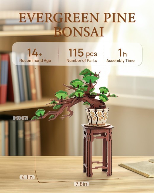 Rolife 3D Puzzle Artificial Flower Sakura Bonsai Wooden Puzzles For Adults DIY Toy Building Sets Construction Kits Build Your Own Aesthetic Home Decor Gifts For Women Men Teens
