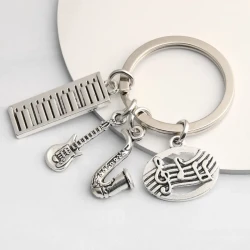 Musical Notes Electronic Organ Guitar Keychain