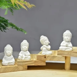 4pcs Serene White Resin Buddha Figurines