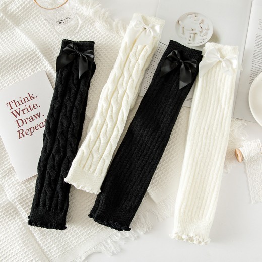 Cute Bow Solid Color Foot Sock