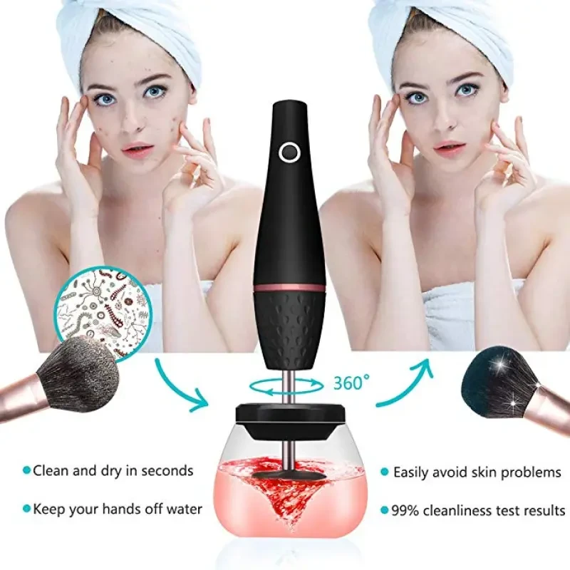Electric Makeup Brush Cleaner – Automatic Brush Cleaner for Quick and Efficient Cleaning with Multiple Brush Attachments