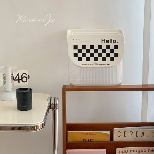 Checkerboard Kitchen Trash Can Wall Mounted With Lid