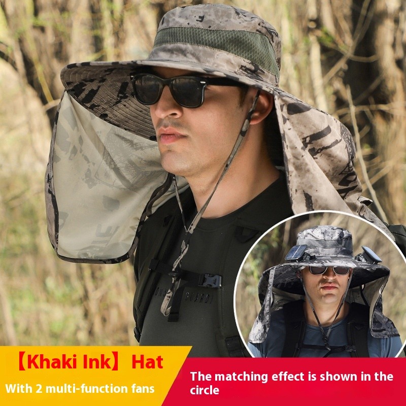 Wide Brim Solar Fan Outdoor Fishing Hat-Solar & USB Charging