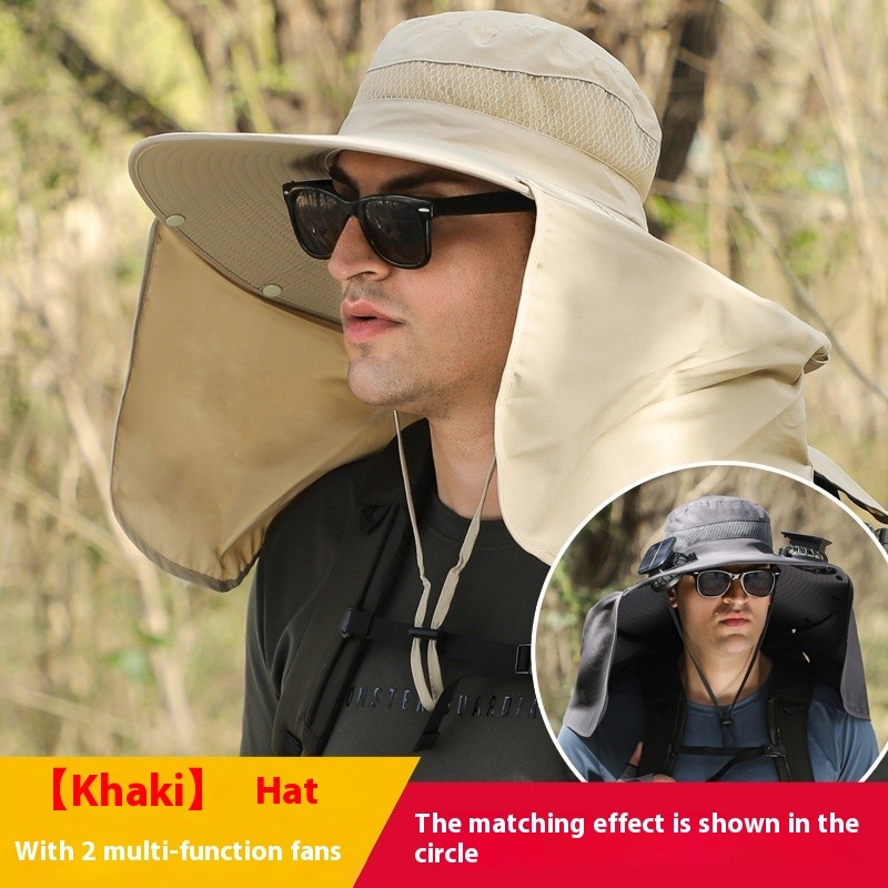 Wide Brim Solar Fan Outdoor Fishing Hat-Solar & USB Charging