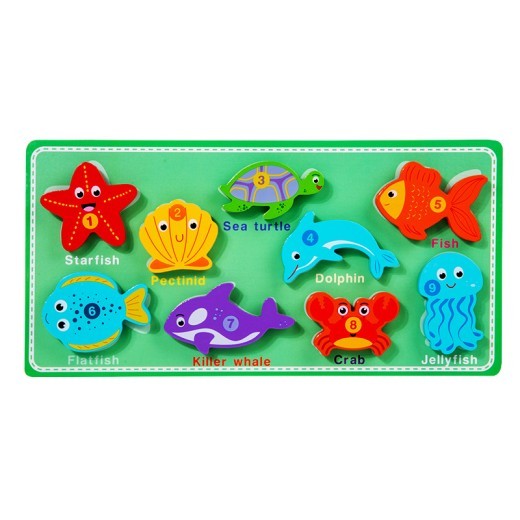Spanish Russian Children's Wooden Velcro Tear And Pull Puzzle Grab Board