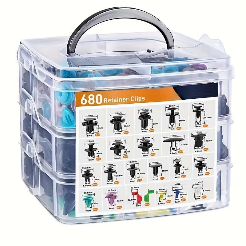 725pcs Auto Fastener Clips Kit – Car Body Push Retainer Pin Rivet Bumper Door Trim Panel Retainer Fasteners with Auto Removal Tool