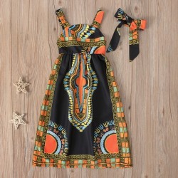 Girls' African Bohemian Sleeveless Sling Dress