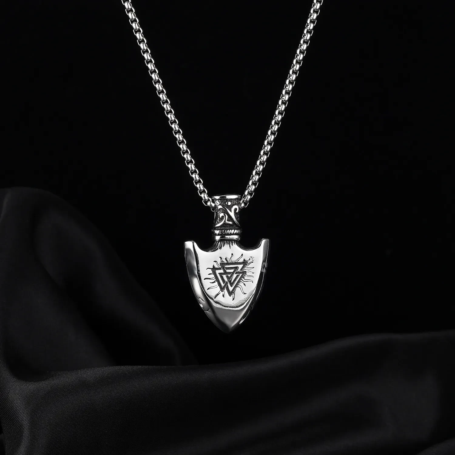 European And American Retro Stainless Steel Shield Pendant