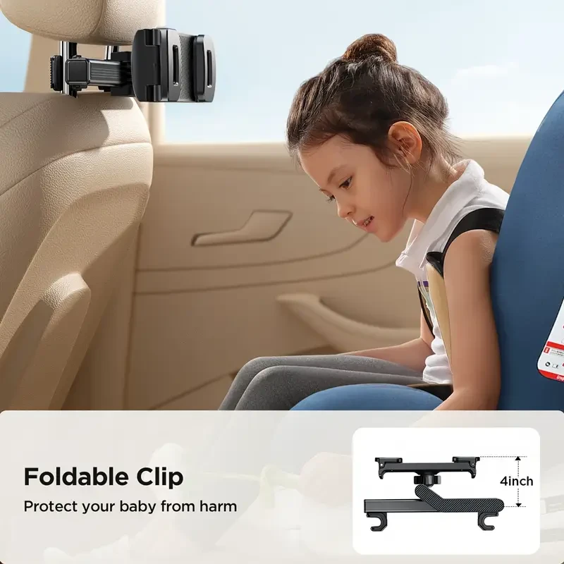 Tablet Holder for Car, 360° Adjustable Mount, One-Handed Operation