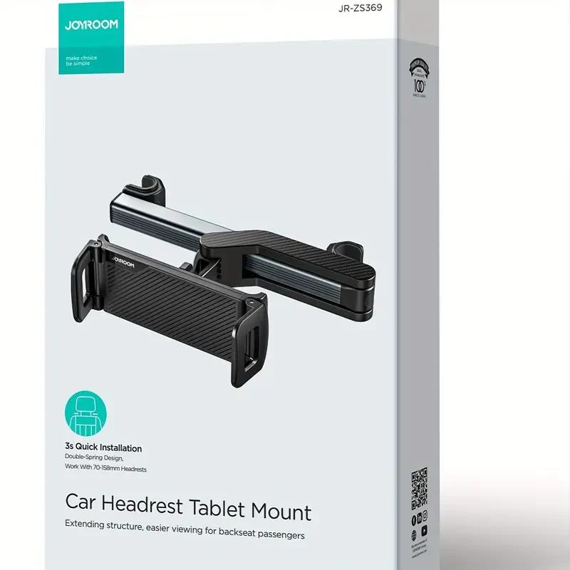 Tablet Holder for Car, 360° Adjustable Mount, One-Handed Operation
